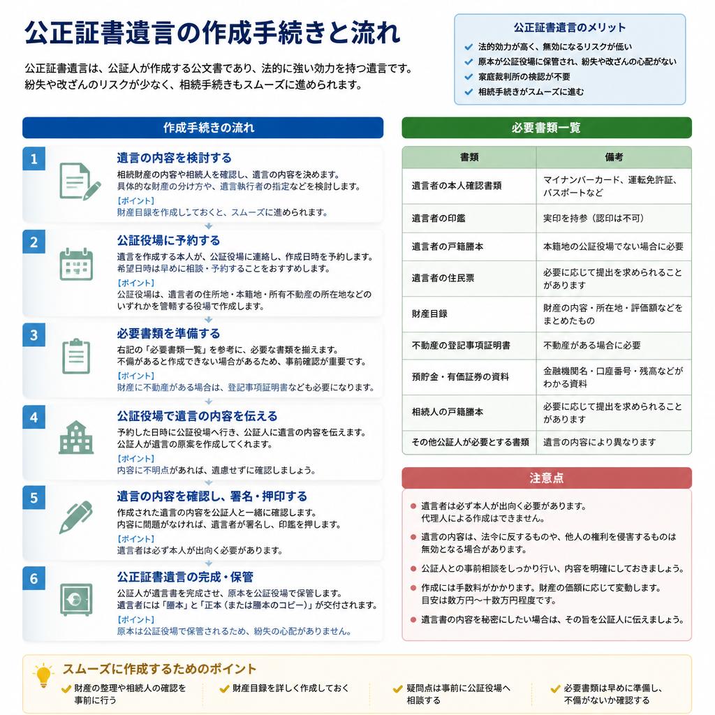 公正証書遺言作成の流れ