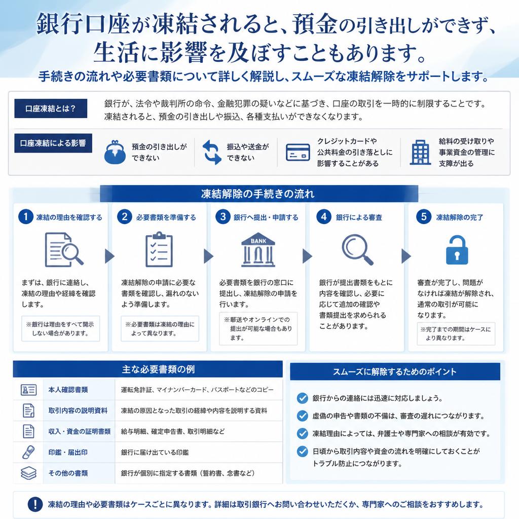 銀行口座凍結解除の手順