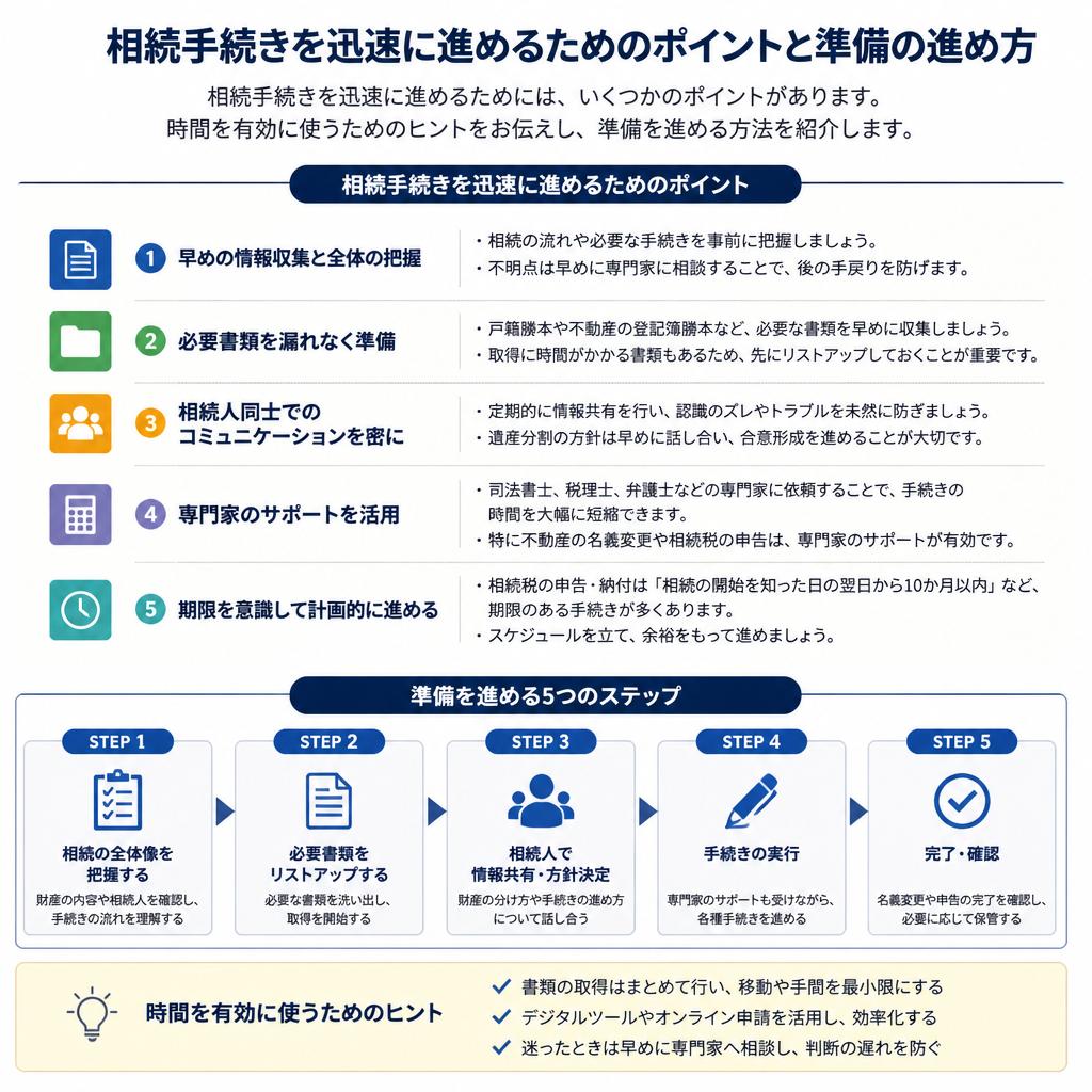 迅速な手続きのためのポイント