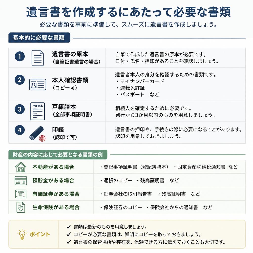 遺言書に必要な書類とは?