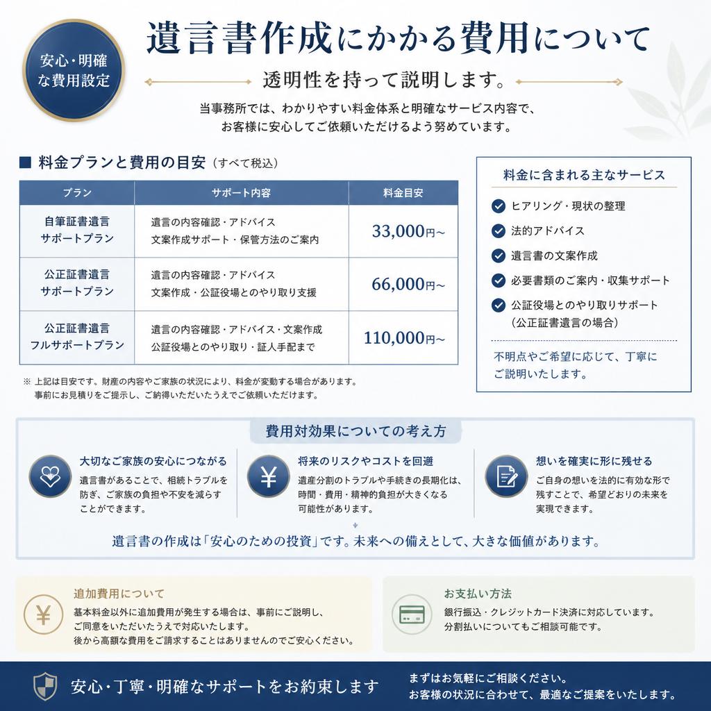 遺言書作成の費用について