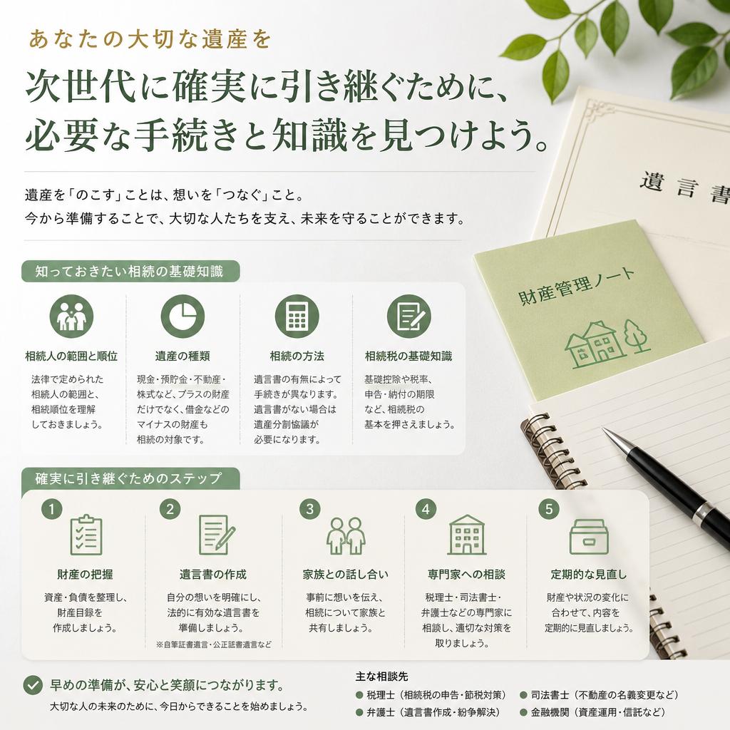 あなたの大切な遺産を次世代に確実に引き継ぐために、必要な手続きと知識を見つけよう。