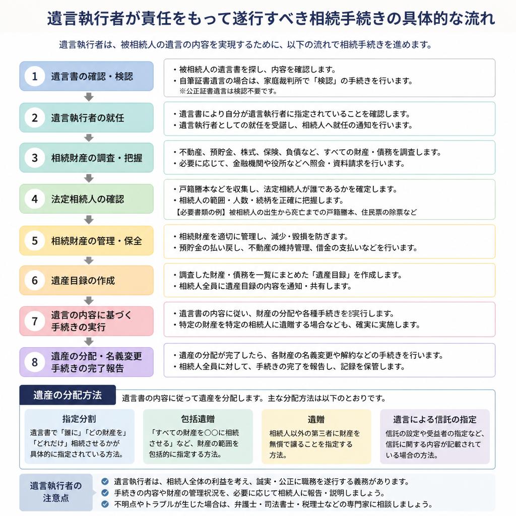 相続手続きの流れ｜遺言執行者が行うべきステップ
