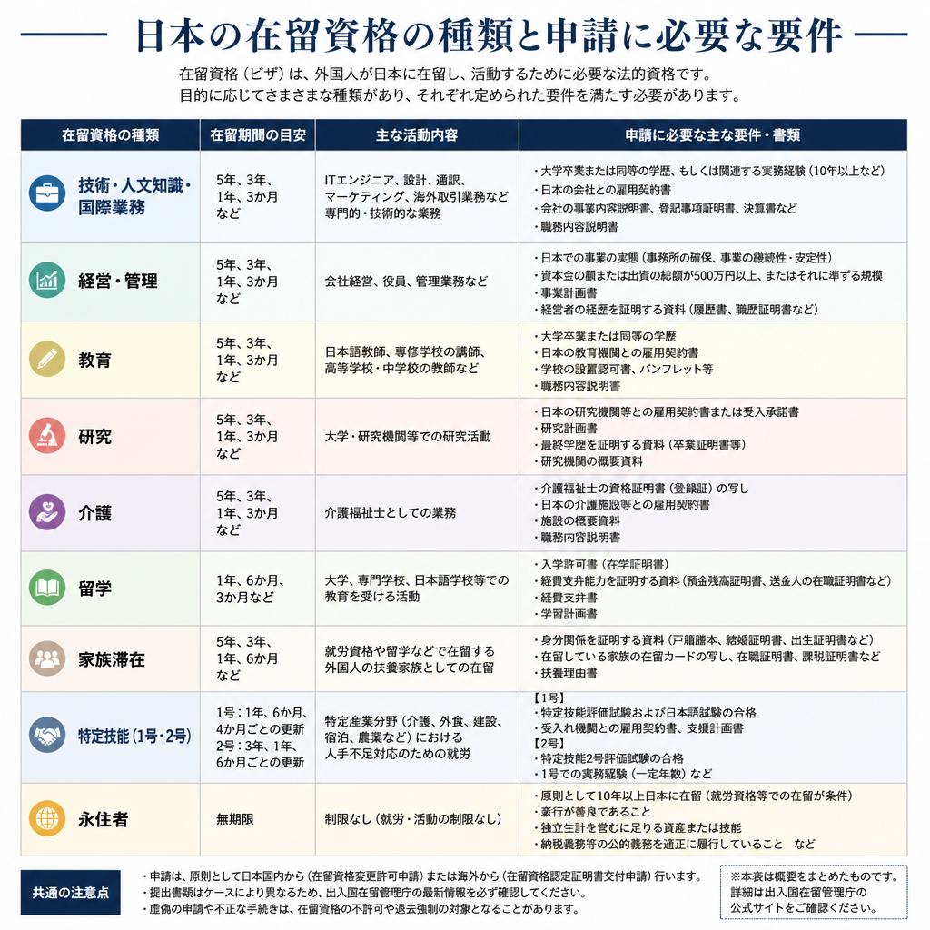 在留資格の種類と要件