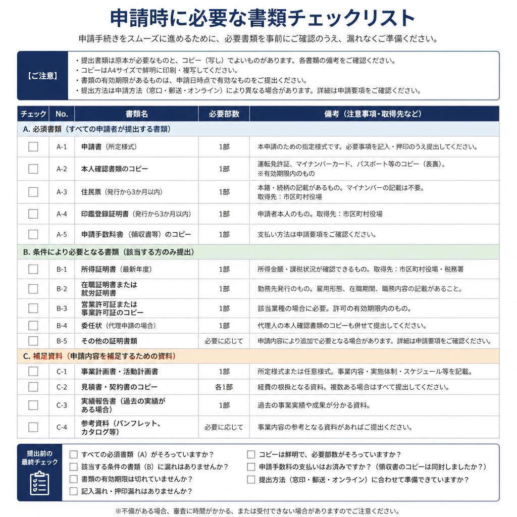 必要書類一覧