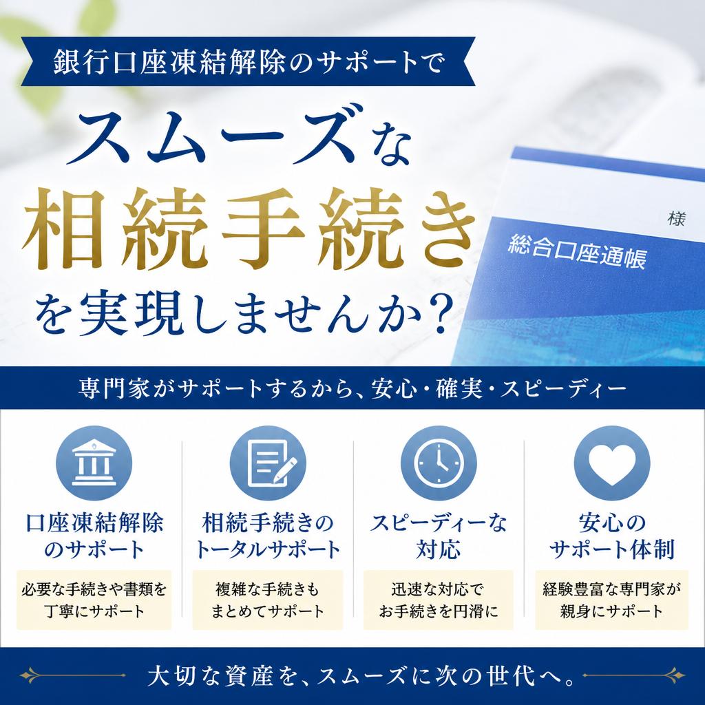 銀行口座凍結解除のサポートでスムーズな相続手続きを実現しませんか？
