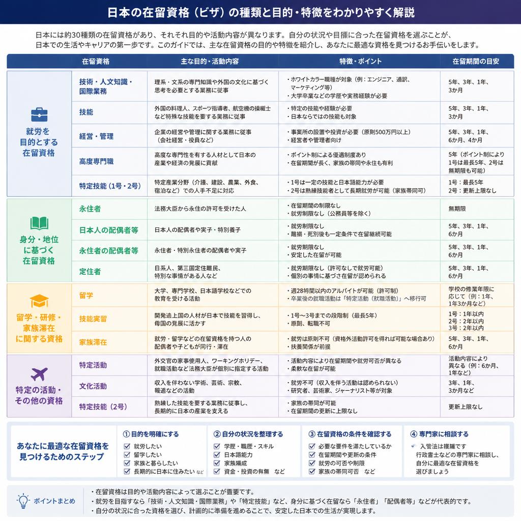 多様な在留資格の種類