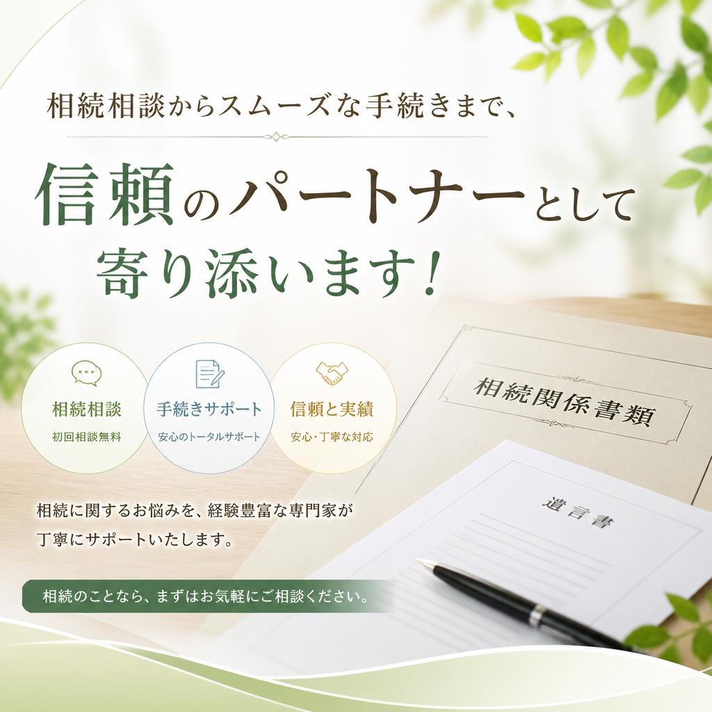 相続相談からスムーズな手続きまで、信頼のパートナーとして寄り添います！