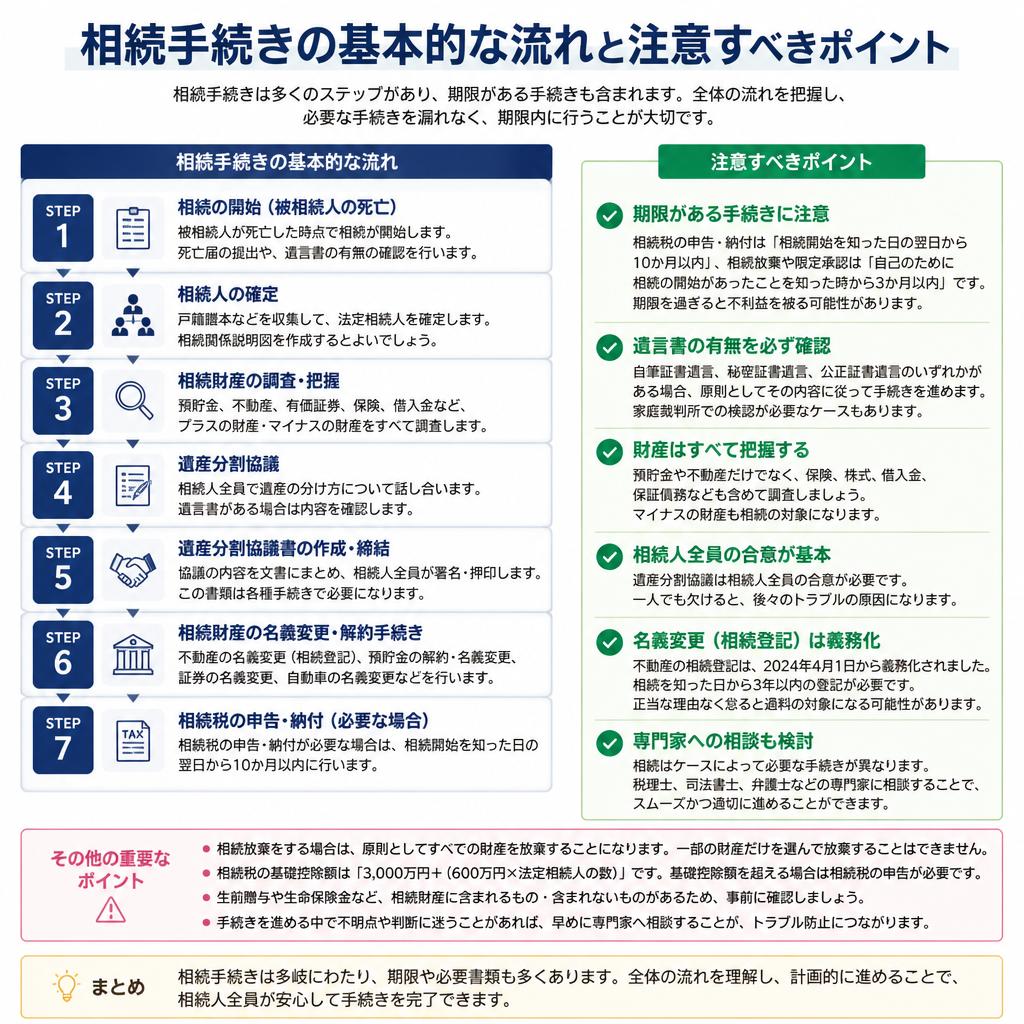 遺産相続手続きの流れと注意点