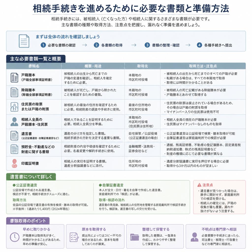 相続手続きに必要な書類