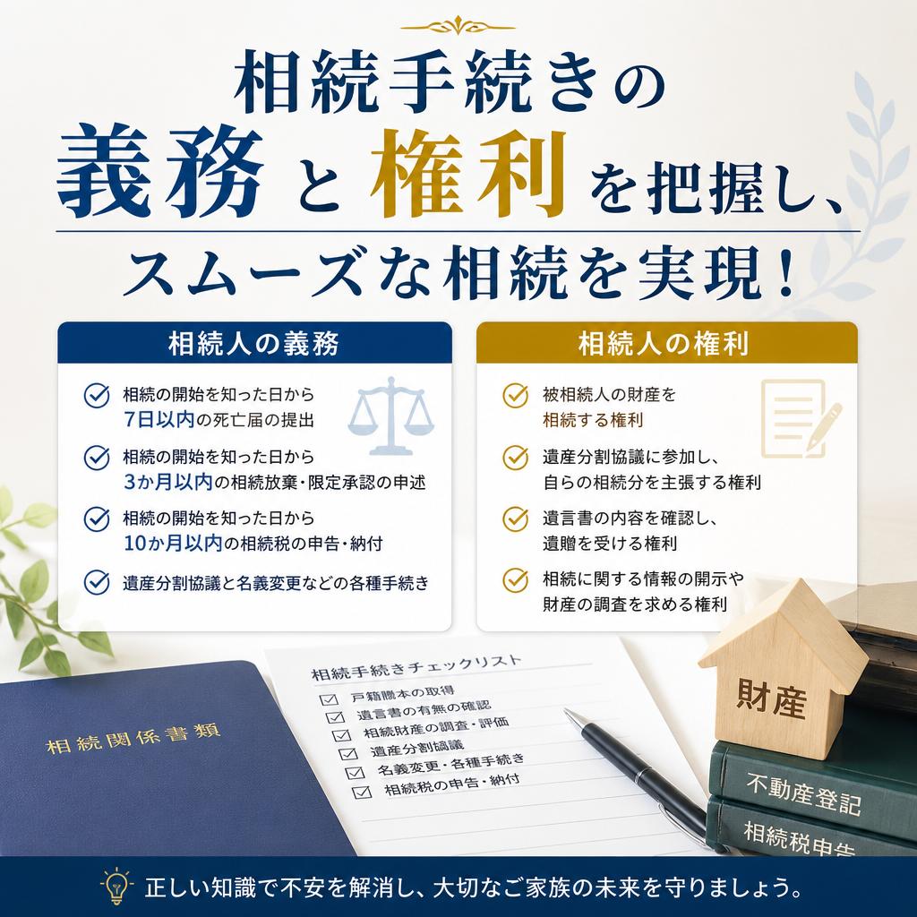 相続手続きの義務と権利を把握し、スムーズな相続を実現！