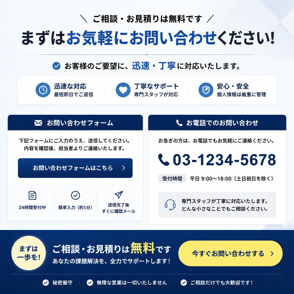 今すぐお問い合わせを！
